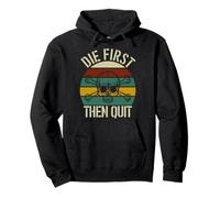 Die First Then Quit Skull Retro Vintage Tramonto Felpa con Cappuccio