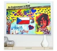 Die Friedensmauer in Prag (hochwertiger Premium Wandkalender 2026 DIN A2 quer), Kunstdruck in Hochglanz: Die kultige Friedensmauer in Prag steht für ... Weltfrieden, sie ist John-Lennon gewidmet.