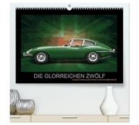 DIE GLORREICHEN ZWÖLF (hochwertiger Premium Wandkalender 2026 DIN A2 quer), Kunstdruck in Hochglanz: Die schönsten Classic-Cars - Illustrierte Edition