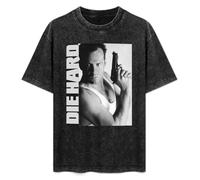 Die Hard Bruce Willis Action Movie John McClane Vintage Streetwear T-Shirt Washed Unisex Tops Size XXL
