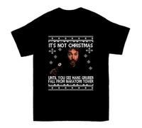 Die Hard Hans Gruber Nakatomi Tower Christmas Knit Pattern T-shirtblackL