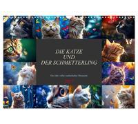 Die Katze und der Schmetterling (Wandkalender 2027 DIN A3 quer), CALVENDO Monats