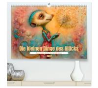 Die kleinen Dinge des Glücks (hochwertiger Premium Wandkalender 2027 DIN A2 quer), Kunstdruck in Hochglanz: Erdmännchen in einer märchenhaften Welt