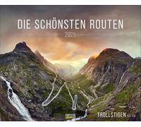 Die schönsten Routen 2026: Großer Wandkalender. Foto-Kunstkalender mit den schönsten Routen der Welt. Querformat 55 x 45,5 cm.