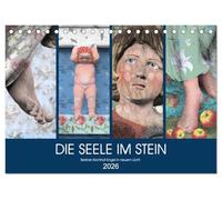 DIE SEELE IM STEIN (Tischkalender 2026 DIN A5 quer), CALVENDO Monatskalender: Historische Engel-Statuen auf Berliner Kirchhöfen - zauberhaft coloriert