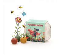 Die Stadtgärtner Bomboniera crescente e pensierino per il compleanno dei bambini, 6 palline colorate con semi di fiori selvatici in scatola per uova | Power Flowers come regalo per feste di supereroi