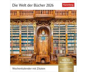 Die Welt der Bücher Postkartenkalender 2026 - Wochenkalender mit 53 Literaturpostkarten: Von den schönsten Bibliotheken bis zum gemütlichen Lesesessel ... 53 Postkarten in einem Kalender