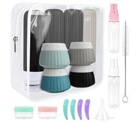 Diealles Shine 18 Pezzi Bottiglie da Viaggio In Silicone, Contenitori da Viaggio da 90 ml, Kit Viaggio Liquidi Riutilizzabili, Set di Bottiglie da Viaggio con Borsa da Toilette per Shampoo e Lozione
