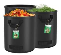 Diealles Shine 3X 272L Sacchi Giardinaggio, Sacchi per Rifiuti da Giardino con 4 Maniglie, Autoportante, Impermeabile, Sacco Raccogli Foglie Durevole Resistente alla Corrosione, Nero