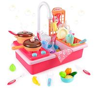 Diealles Shine Cucina Giocattolo per Bambini Mini Lavastoviglie Giochi, Lavandino Giocattolo Lavastoviglie Giocattoli Lavabo Set Cucina Bambini Accessori (Rosa)