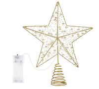 Diealles Shine Puntale per Albero di Natale a Forma di Stella - Topper Oro LED per Decorazioni Natalizie (20 x 25 cm)