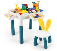 Diealles Shine Tavolo Gioco Bambini, Tavolo e Sedie per Bambini con 186 Mattoncini, Tavolo Multiattivita Bambini con Spazio, Tavolo Costruzioni per Bambini
