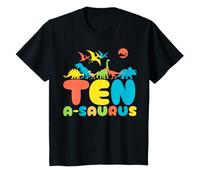 Dieci A-Saurus Dinosauro di 10 Anni 10° Compleanno Ragazzo Ragazza Maglietta