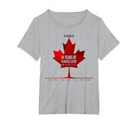 Dieci Anni di Foglia d'Acero Magic Canada Regalo di Compleanno Maglietta, Donna Plus-Size, Grigio Melange, 1X