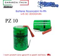 Dieci Batterie Ricaricabili Ni-Mh 4/5 SC 2000mAh