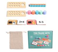 Dieci Carte Fotogrammi - Giocattoli Manipolativi Di Matematica In Legno | Frame Aritmetico Educativo Per Addizione E Sottrazione, Strumento Di Apprendimento Per Bambini Studenti Kindergarten Elementar