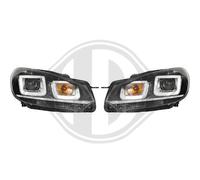 Guida a Sinistra Proiettore LED DRL Fari Coppia Trasparente Nero Cromo Per VW Di