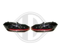 Coppia Fari Fanali anteriori tuning led rossa h7 led freccia dinamica polo 17-21