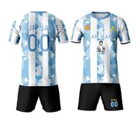 Diego - Kit da calcio per bambini, maglia Maradona Argentina Soccer Legend da uomo, maglia personalizzata con nome della squadra e numero per lui, Blu bianco, L
