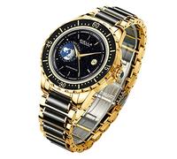 Diella Orologi automatici da uomo, di lusso con giada nera, luminosi, autosufficienti, impermeabili, gold, Abito lussuoso