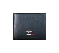 DIELLE Aeronautica Militare Portafoglio Uomo in Vera Pelle - art. AM-152 Blu con portamonete e portadocumenti - cm. 12,4x9,4x1,8