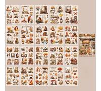 DIELOVEHUA 20 Fogli Adesivi Scrapbooking, Stickers Aesthetic, Adesivi Decorativi Fiori, Adesivi Piante Fiore, Adesivi Decorativi Scrapbooking per DIY Journal Taccuino Album - Autunno