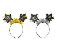 DIELOVEHUA Cerchietti Happy New Year, 2 Pezzi Fascia per Capelli di Capodanno, Fascia per Capelli con Stelle Scintillanti, Decorazione di Capodanno 2025 per Adulti e Bambini