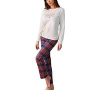 dierre Pigiama Donna in Caldo Cotone con Pantalone in Flanella JADEA Art. 5171 Natale Christmas (M)