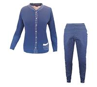 dierre pigiama donna invernale aperto avanti in cotone interlock LOVABLE art. l0blo (L, blu)