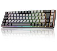Dierya DK68 Kabellose Gaming Tastatur Deutsches Layout-QWERTZ,Bluetooth/2.4GHz/USB-C 68 Tasten RGB Beleuchtung Mechanische Tastatur,Linear Roter Switch,Schwarzgrau