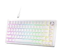 Dierya DK81E Tastiera Meccanica Gaming 75%,Hot-Swappable Montaggio Gasket Suono Cremosissimo,Programmabile,Manopola Volume,Retroilluminazione RGB,6 Strati Schiuma,Switch Pre-Lubrificati,Bianco