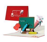 Diese-Klappkarten Biglietto auguri 3d per inizio scuola o promozione, ideale come busta portasoldi, compleanno bimbo, taglio al laser con disegno tridimensionale a comparsa, rosso e bianco