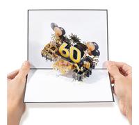 Diese-Klappkarten Biglietto Auguri Compleanno 60 Anni - Biglietto Auguri Pop Up 3D con Numero - Biglietto Auguri Mamma Papà - Buon Compleanno Originale - 50 x 20 cm