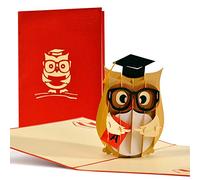 Diese-Klappkarten Biglietto Auguri Laurea - Biglietto Pop-Up 3D con Gufo - Biglietti Congratulazioni Laurea Ingegnere Avvocato Medico Architetto