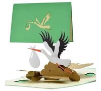 Diese-Klappkarten Biglietto Auguri Nascita con Cicogna - Biglietto Pop-Up 3D per Mamma e Papà - Idea Regalo Nascita Bambini - Design Originale e Creativo