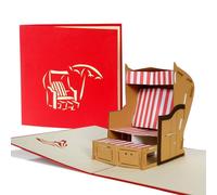 Diese-Klappkarten Biglietto Auguri Viaggio - Biglietto Regalo Viaggio Pop Up - Sorpresa per Compleanno Congratulazioni Anniversario - Design con Poltrona da Spiaggia - 15 x 15 cm
