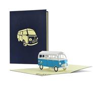 Biglietto di auguri con autobus, biglietto di compleanno o buono di viaggio, regalo per un breve viaggio in città, viaggi settimanali o campeggio Trip I 3D Pop Up Camper Van, H24