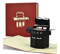 Diese-Klappkarten Biglietto Pop Up per Barbecue - Biglietto Invito Compleanno - Grigliata Party Festa del Papà - Biglietto Auguri 3D - Design con BBQ - 15 x 15 cm