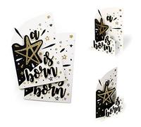 Diese-Klappkarten X028 - Set di 2 biglietti di compleanno con stella in oro glitterato, biglietto di auguri, biglietto di ringraziamento, da appoggiare, X028