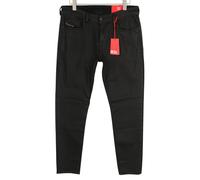 Diesel 1979 Sleenker E09ID Uomo W34/L32 Lucido Rivestito Nero Slim Zip RRP225