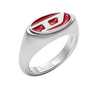 Diesel Anello da uomo, acciaio inossidabile smaltato rosso, DX1444040, Argento (Silver), 11.5