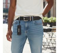 Diesel B-Billover Uomo Cintura 95 CM Marrone Scuro Pelle Stampato Color Argento