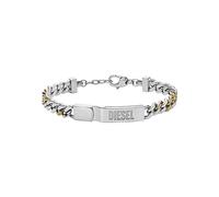 Diesel Bracciale da uomo, Bracciale in acciaio inossidabile con logo inciso, Argento (Silver)