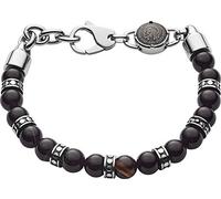 Diesel Bracciale da uomo DX1163040 – perline semi-preziose nere con ornamenti in acciaio 18–19,5 cm