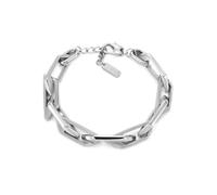 Diesel Bracciale da uomo in acciaio inossidabile con chiusura a moschettone o a scorrimento, Argento lucido