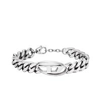 Diesel Bracciale da uomo in acciaio inossidabile con chiusura a moschettone, tono argento