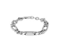 Diesel Bracciale da uomo in acciaio inossidabile con chiusura a moschettone, tono argento