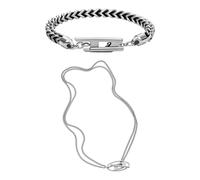 DIESEL Bracciale e Collana da Uomo in Acciaio Inossidabile Argento, Set