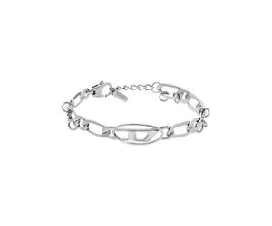 Diesel Bracciale ovale con logo D da uomo, in argento, in ottone, DX1599040, Eine Grösse, Ottone, Nessuna pietra preziosa