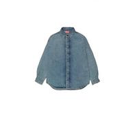 Diesel Camicia a Manica Lunga in Denim Chiaro per Donna, Ragazzi e Bambini con Maxi Logo Oval D 14A - M